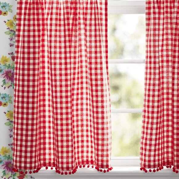 The Pioneer Woman Gingham Kitchen Curtain Set Red & White 3-Piece, Bundle of 6 - Picture 4 of 6